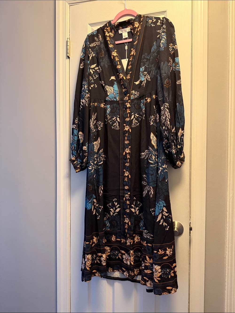 Brand New CAROLINE CONSTAS BLOSSOM TAPESTRY MIDI/MAXI DRESS Long Sleeves Small
